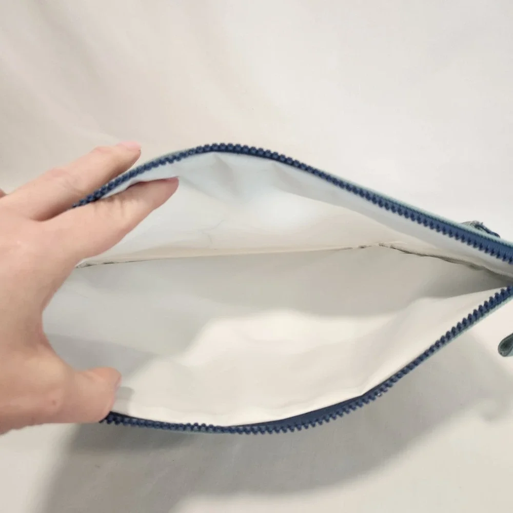 SugarBooger Fresh & Messy Organizer Blue Canvas Pig Bag Orange Polka Dot‎